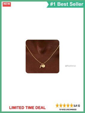 14k Gold Plated Initial Cross Necklace Adjustable Faith Gift